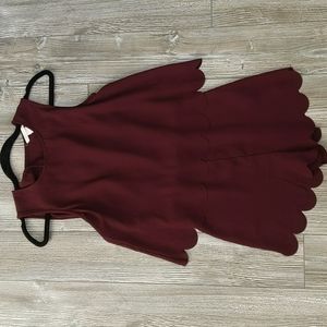 H&M Burgundy Open Back Scalloped Romper Size 2
